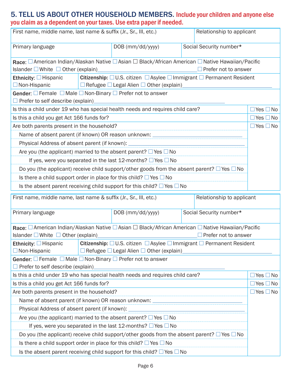 Application for Child Care Financial Assistance - Vermont, Page 6