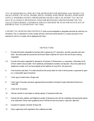 Resort Tax Application - City of Miami Beach, Florida, Page 2