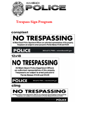 Document preview: Trespass After Warning Authorization - City of Miami Beach, Florida