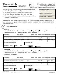 Document preview: Form 021775 Group Medicare Supplement Enrollment Application - Premera Blue Cross - Washington