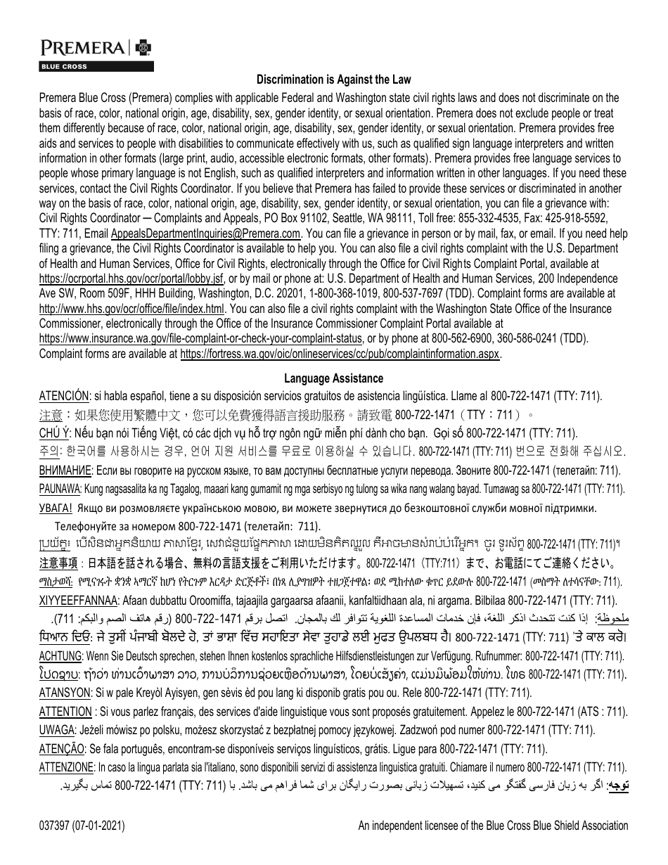 Form 021775 Group Medicare Supplement Enrollment Application - Premera Blue Cross - Washington, Page 10