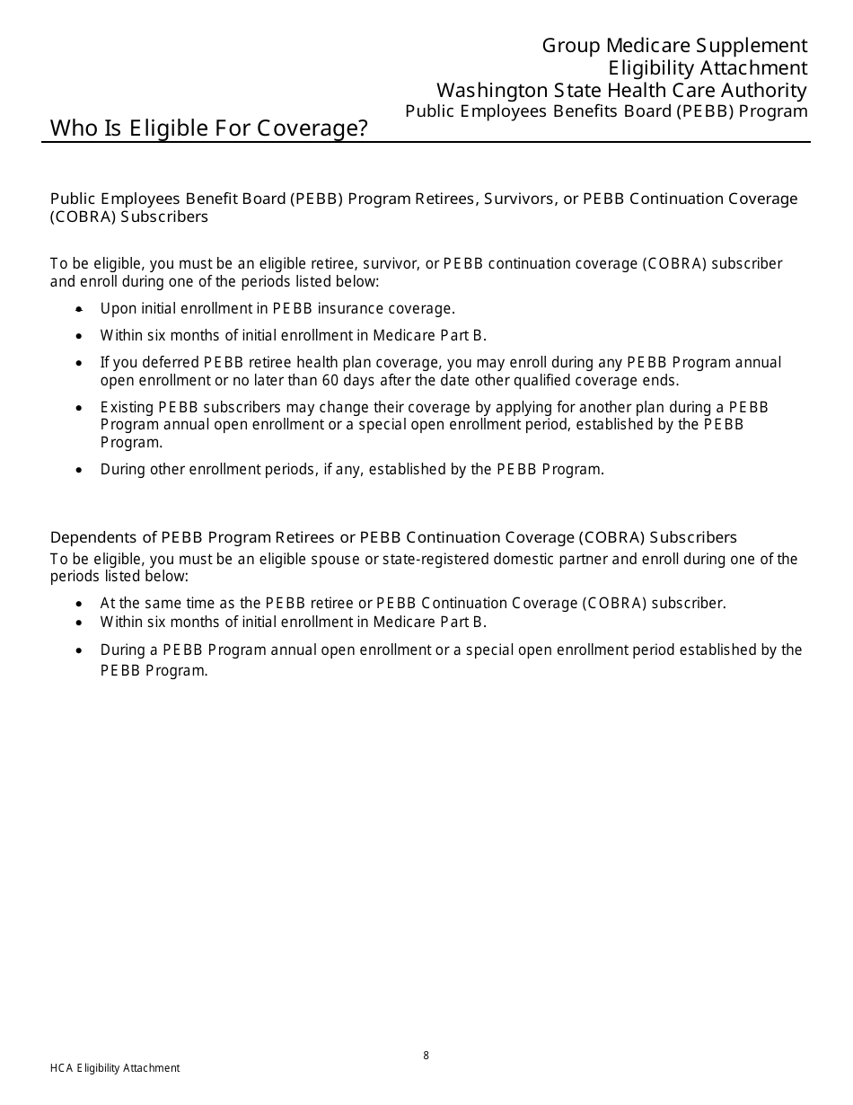 Form 021775 Group Medicare Supplement Enrollment Application - Premera Blue Cross - Washington, Page 8