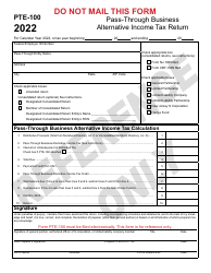 Form PTE-100 Pass-Through Business Alternative Income Tax Return - New Jersey, Page 2