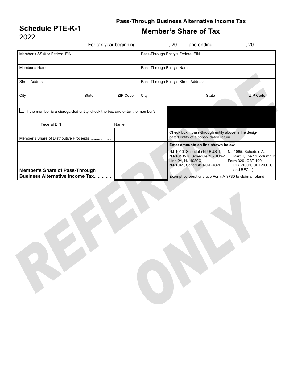 Form PTE-100 Pass-Through Business Alternative Income Tax Return - New Jersey, Page 5