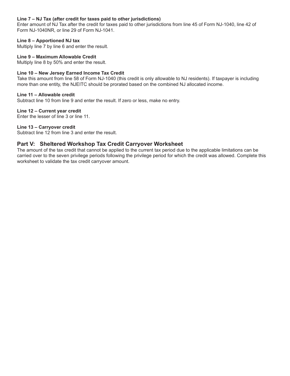 Form GIT-317 Sheltered Workshop Tax Credit - New Jersey, Page 4