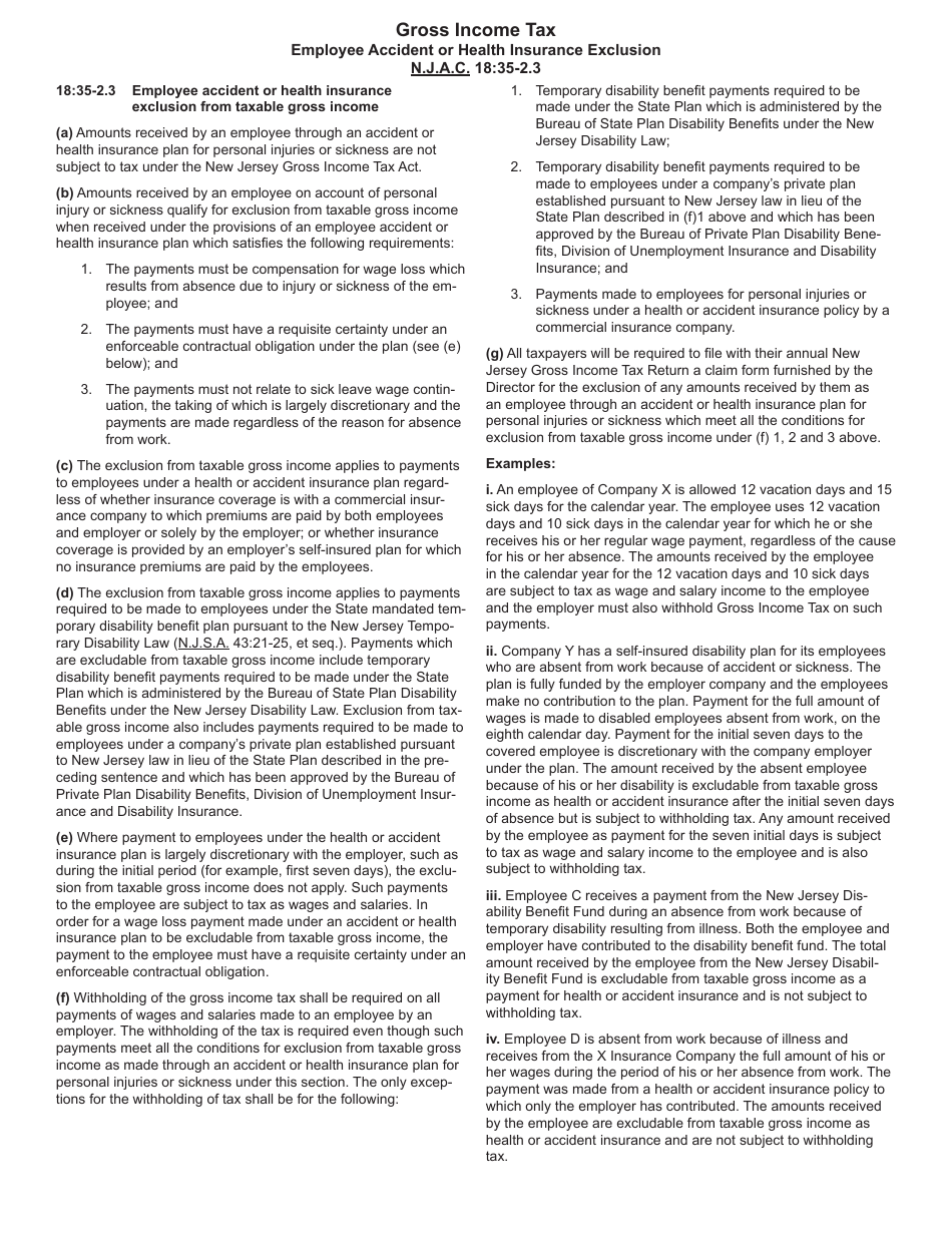 Form NJ-2440 Statement in Support of Exclusion for Amounts Received Under Accident and Health Insurance Plan for Personal Injuries or Sickness - New Jersey, Page 2