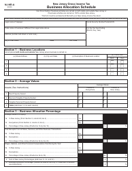 Form NJ-NR-A Business Allocation Schedule - New Jersey