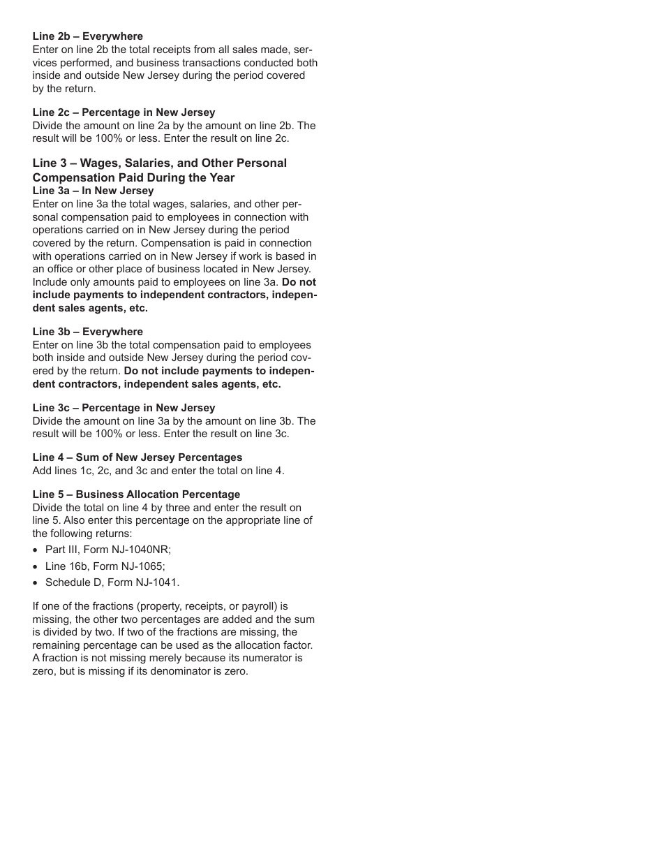 Form NJ-NR-A Business Allocation Schedule - New Jersey, Page 3