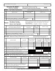 Document preview: Form NJ-1040NR Schedule NJ-BUS-1 New Jersey Gross Income Tax - Business Income Summary Schedule - New Jersey