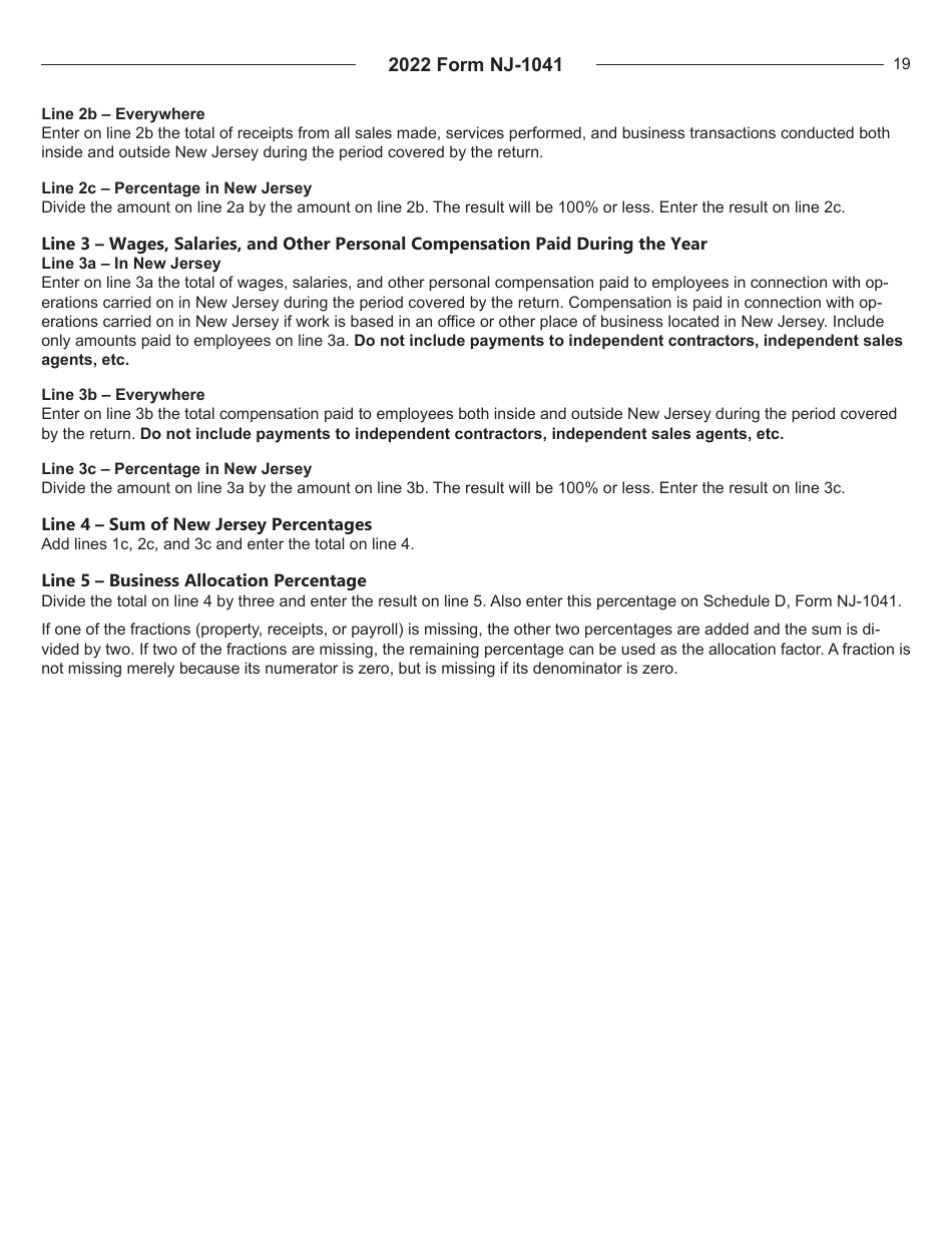 Instructions for Form NJ-1041 New Jersey Income Tax Fiduciary Return - New Jersey, Page 19