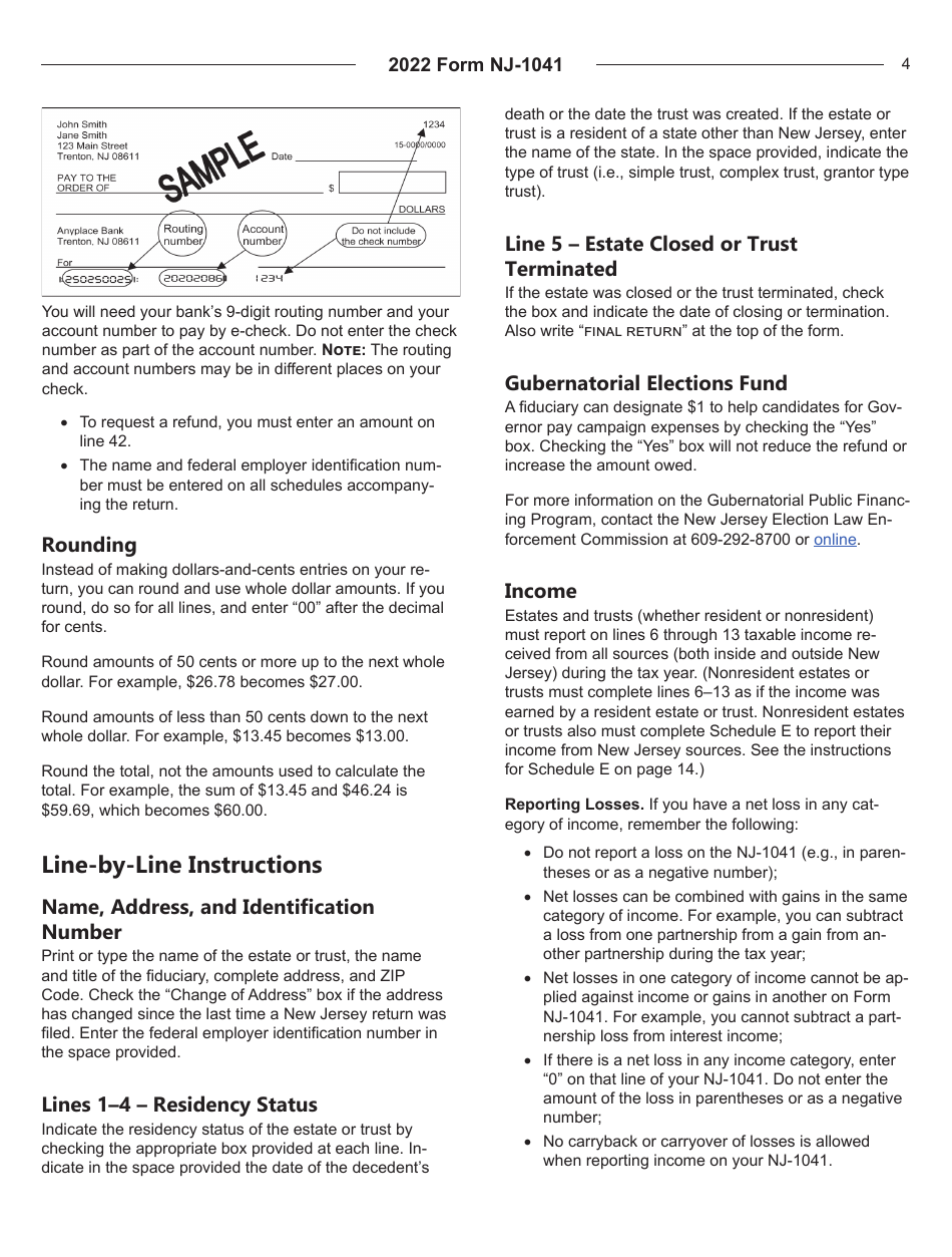 Instructions for Form NJ-1041 New Jersey Income Tax Fiduciary Return - New Jersey, Page 4