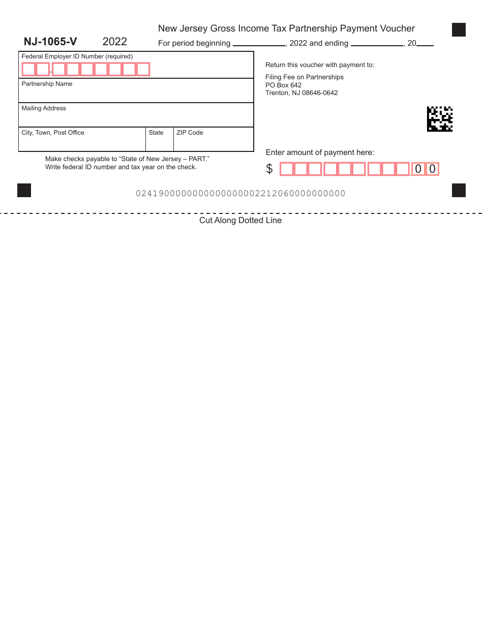 Form Nj 1065 V Download Fillable Pdf Or Fill Online New Jersey Gross Income Tax Partnership 5236