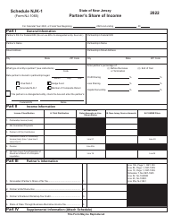 Document preview: Form NJ-1065 Schedule NJK-1 Partner&#039;s Share of Income - New Jersey