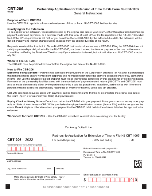 Form CBT-206 2022 Printable Pdf