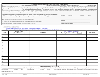 Federal Petition for Nomination of Independent Candidates for Partisan Office - Wyoming, Page 2