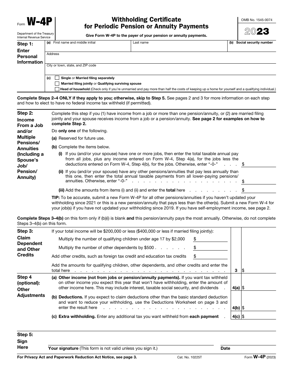 IRS Form W-4P Withholding Certificate for Periodic Pension or Annuity Payments, Page 1