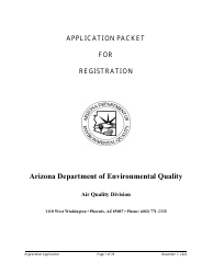 Document preview: Air Quality Standard Registration Application Form - Arizona