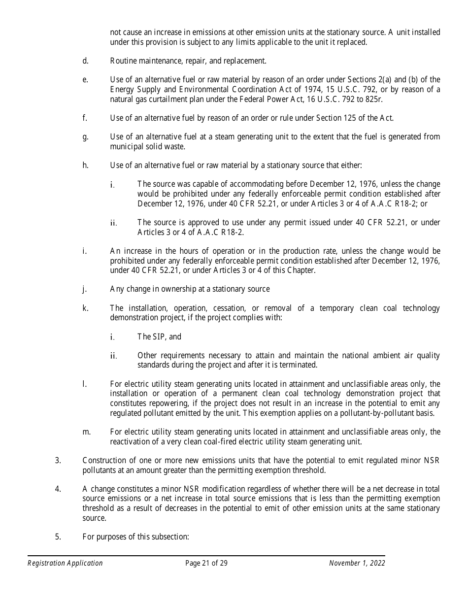 Air Quality Standard Registration Application Form - Arizona, Page 21