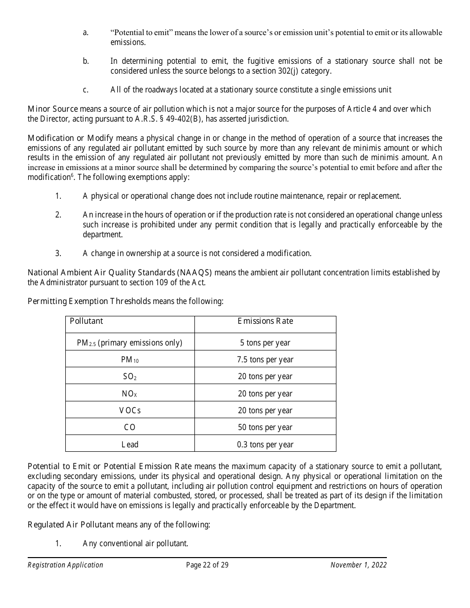 Arizona Air Quality Standard Registration Application Form Fill Out, Sign Online and Download
