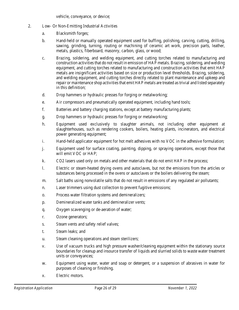 Air Quality Standard Registration Application Form - Arizona, Page 26