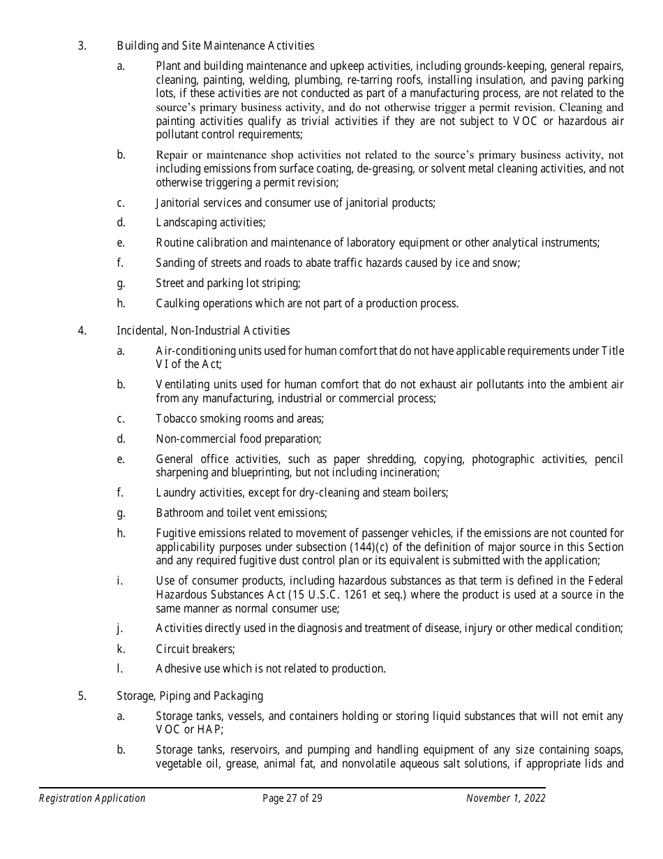 Air Quality Standard Registration Application Form - Arizona, Page 27