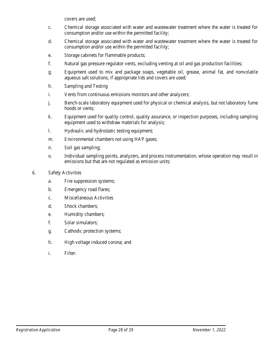 Air Quality Standard Registration Application Form - Arizona, Page 28