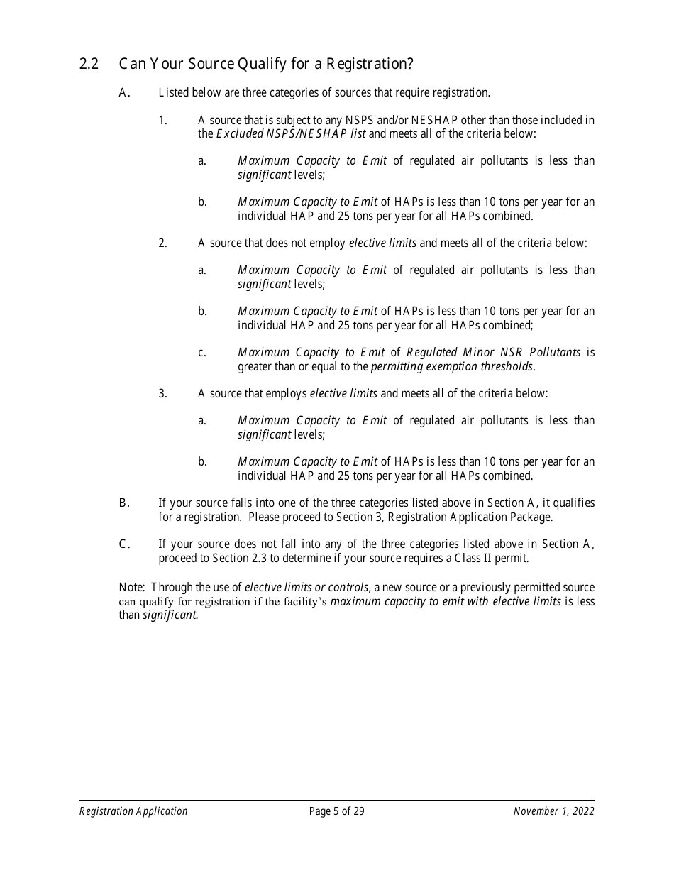 Air Quality Standard Registration Application Form - Arizona, Page 5