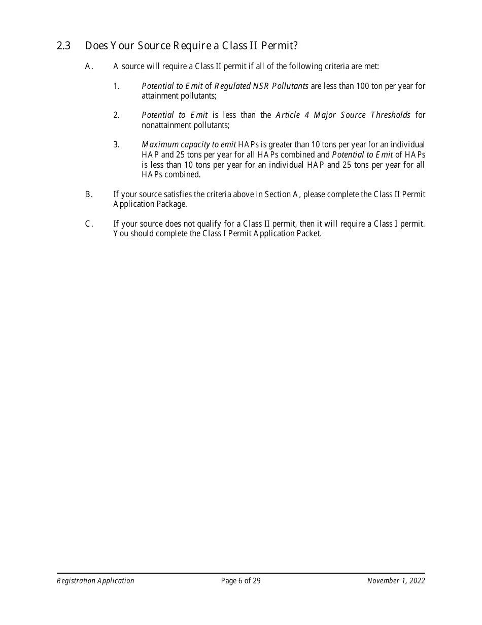 Air Quality Standard Registration Application Form - Arizona, Page 6
