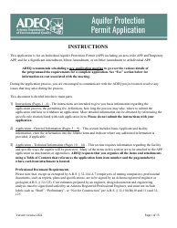 Document preview: Aquifer Protection Permit Application - Arizona