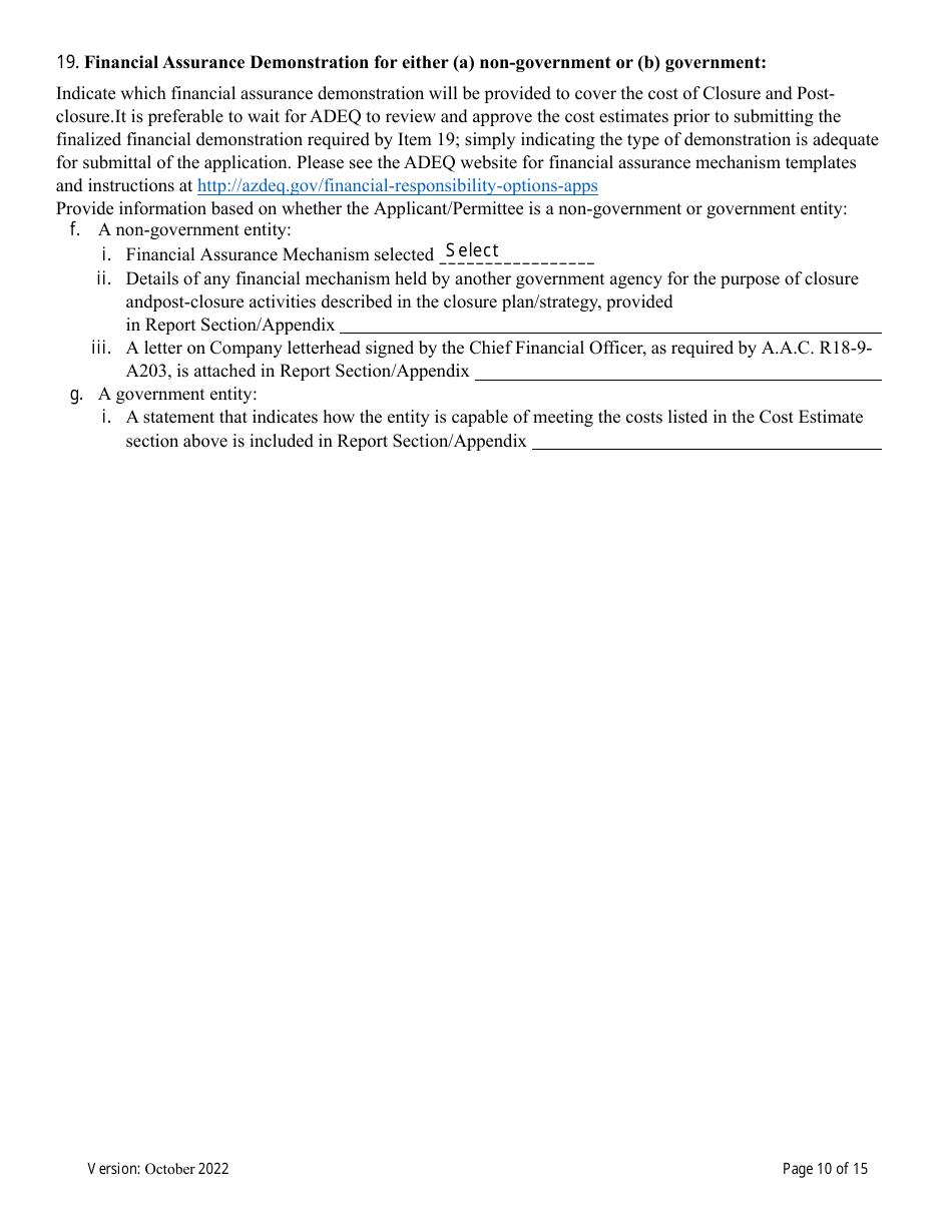 Aquifer Protection Permit Application - Arizona, Page 10