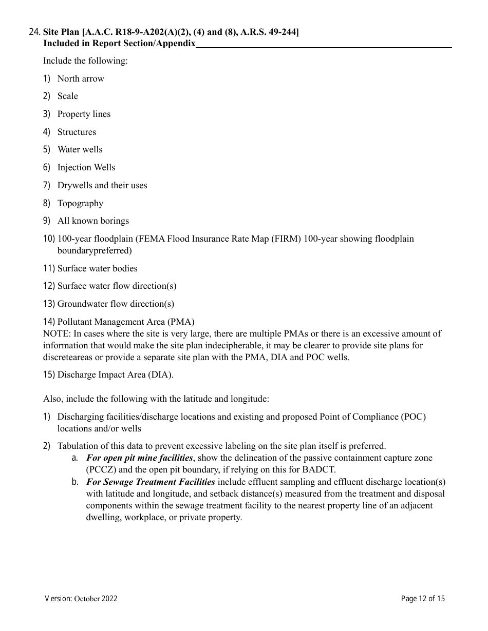 Aquifer Protection Permit Application - Arizona, Page 12