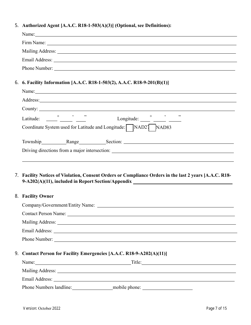 Aquifer Protection Permit Application - Arizona, Page 7