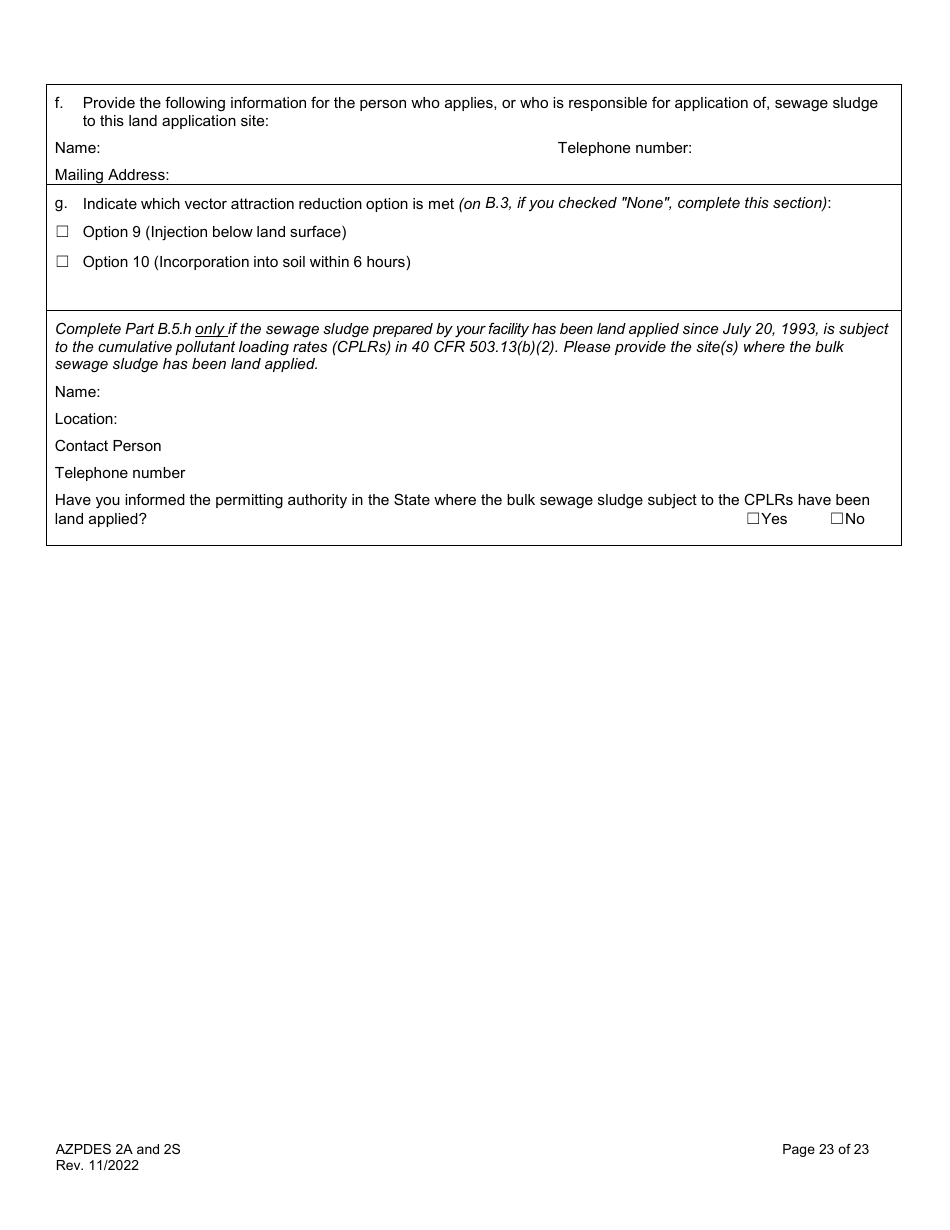 ADEQ Form 2A / 2S Arizona Pollutant Discharge Elimination System Application - Arizona, Page 23