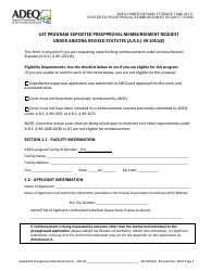 Document preview: Adeq Underground Storage Tank (Ust) Expedited Preapproval Reimbursement Request Form - Arizona