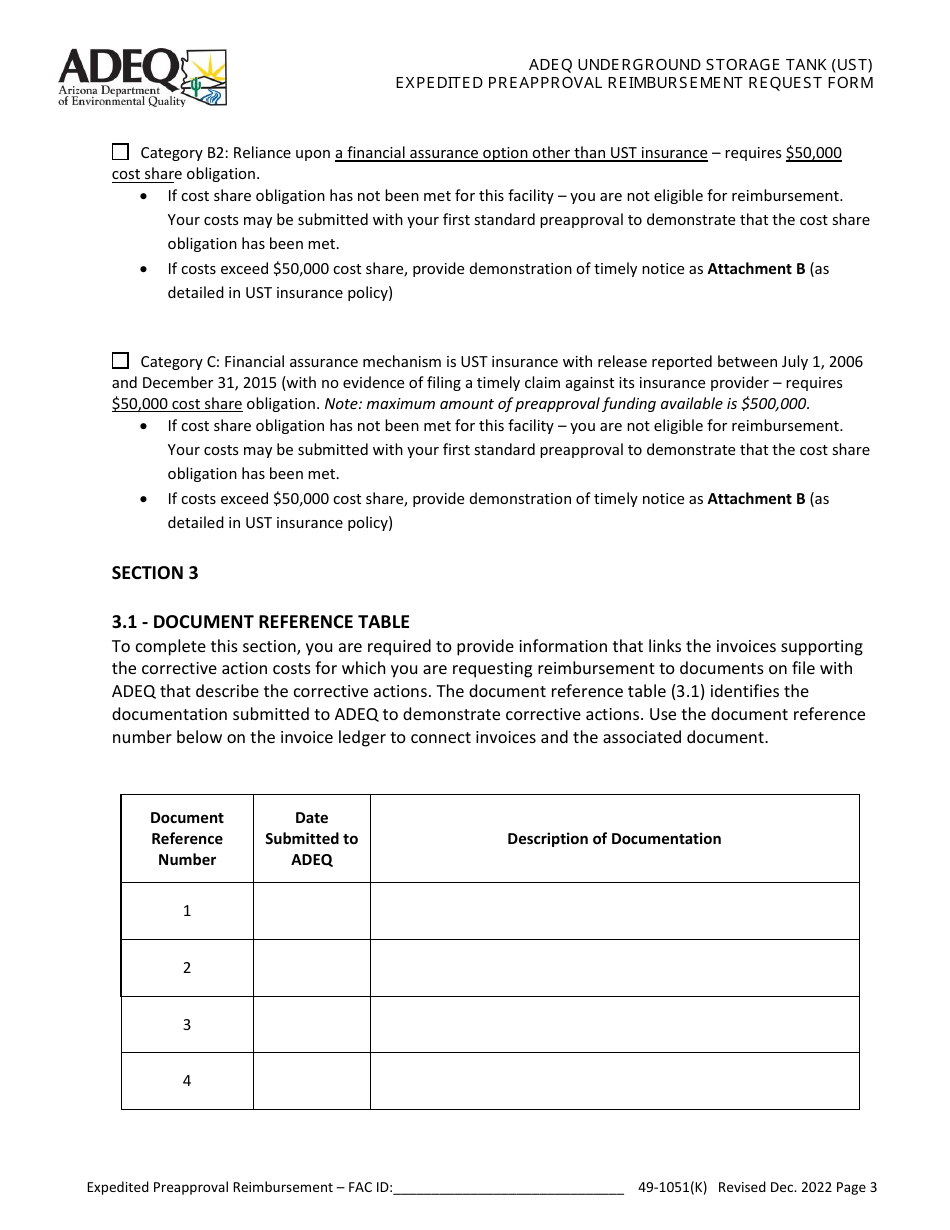 Arizona Adeq Underground Storage Tank (ust) Expedited Preapproval 