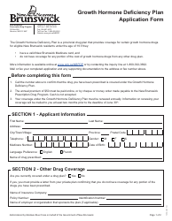 Document preview: Form 904E Growth Hormone Deficiency Plan Application Form - New Brunswick, Canada