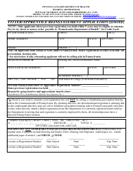 Form H114.600-A Fitter/Apprentice Reinstatement Application - Pennsylvania
