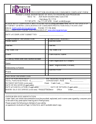 Document preview: Prescription Hearing Aid Consumer Complaint Form - Pennsylvania