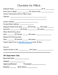 Document preview: Checklist for Fmla - City of Corpus Christi, Texas