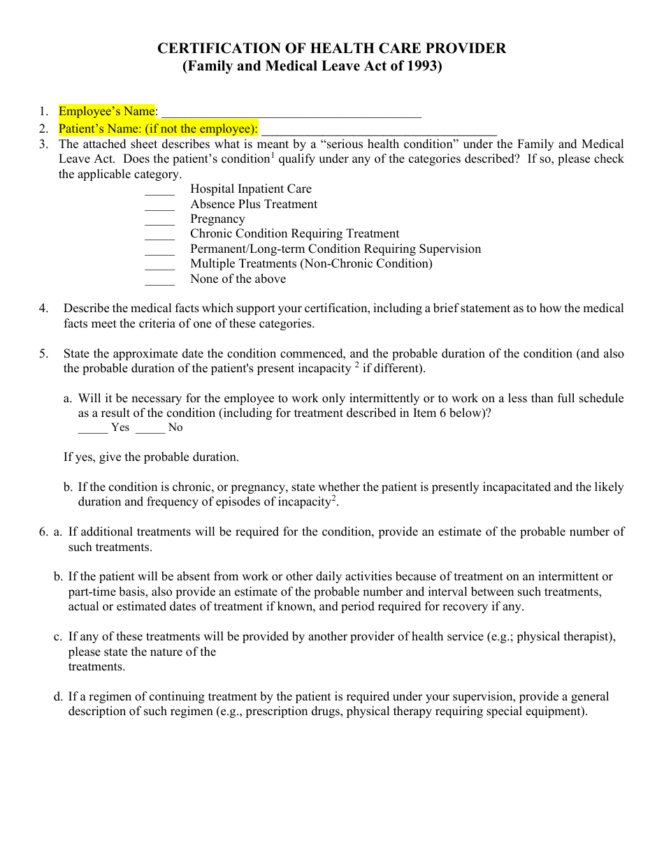 Certification of Health Care Provider - City of Corpus Christi, Texas, Page 1