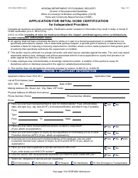 Form LCR-1025A Application for Initial Hcbs Certification for Independent Providers - Arizona