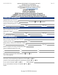 Form ASA-1011A Appeal Request - Erap, Lihwap &amp; Liheap - Arizona