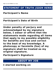 Form FAA-1111A-LP Participant Statement Verification Worksheet (Large Print) - Arizona, Page 2