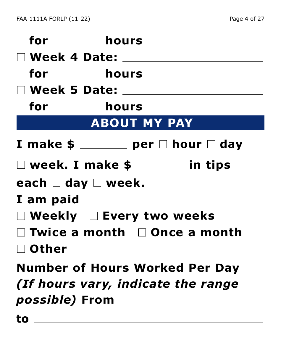 Form FAA-1111A-LP Participant Statement Verification Worksheet (Large Print) - Arizona, Page 4