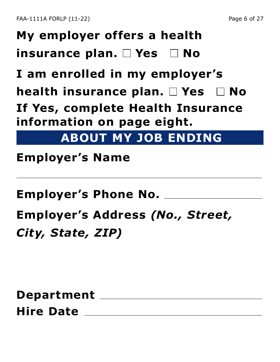 Form FAA-1111A-LP Participant Statement Verification Worksheet (Large Print) - Arizona, Page 6