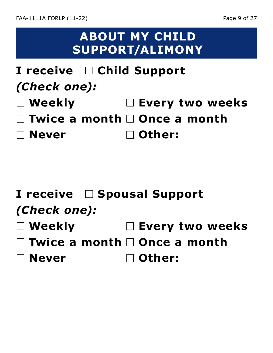 Form FAA-1111A-LP Participant Statement Verification Worksheet (Large Print) - Arizona, Page 9