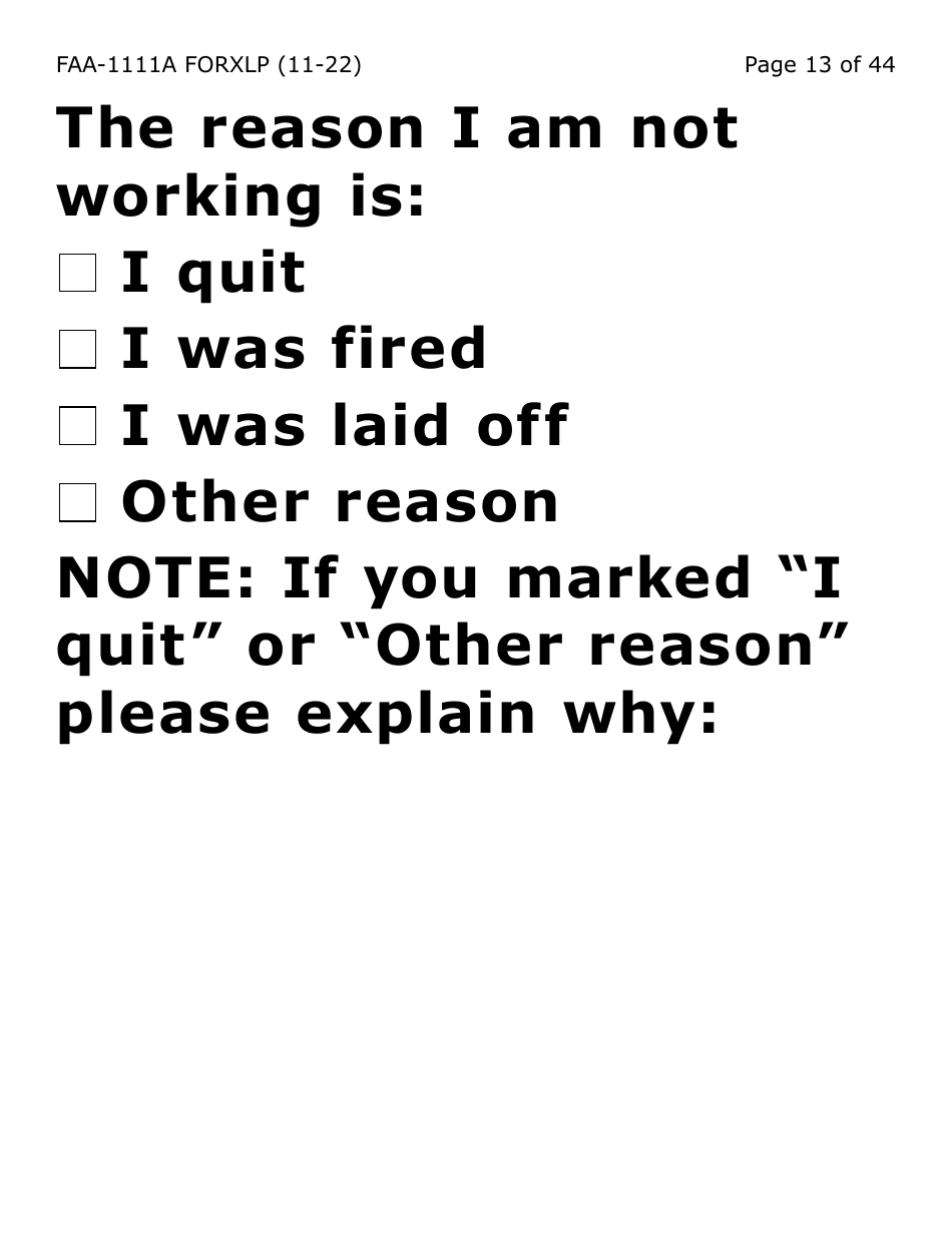 Form FAA-1111A-XLP Participant Statement Verification Worksheet (Extra Large Print) - Arizona, Page 13