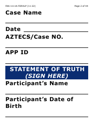 Form FAA-1111A-XLP Participant Statement Verification Worksheet (Extra Large Print) - Arizona, Page 2