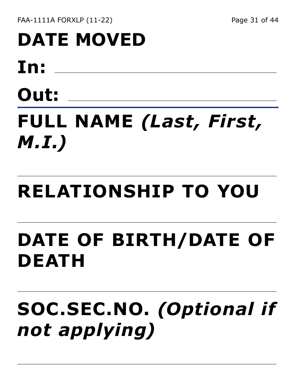 Form FAA-1111A-XLP Participant Statement Verification Worksheet (Extra Large Print) - Arizona, Page 31