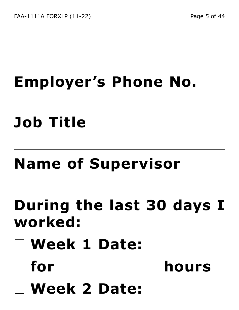 Form FAA-1111A-XLP Participant Statement Verification Worksheet (Extra Large Print) - Arizona, Page 5